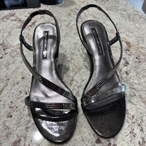 Bandolino rayonna gray gunmetal stretch sling back high heels women’s size 8